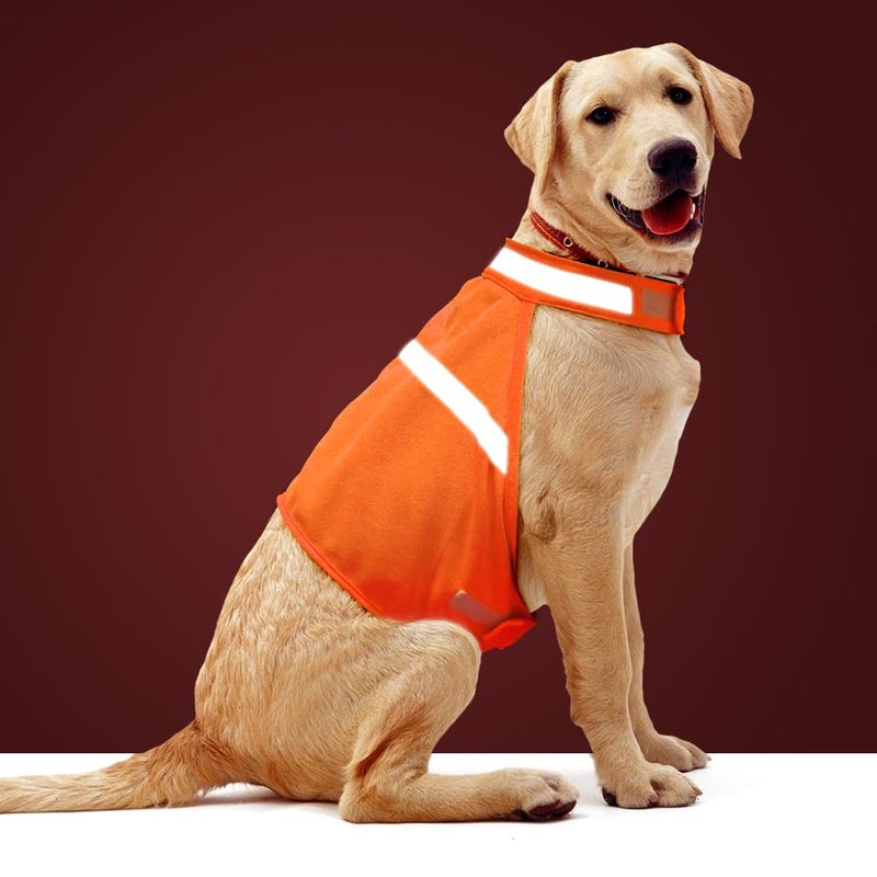 Vizbrite Dog Jacket High Visibility Safety Reflective Dog Vest for Small Medium Large Dogs (Large, Orange) - Image 1